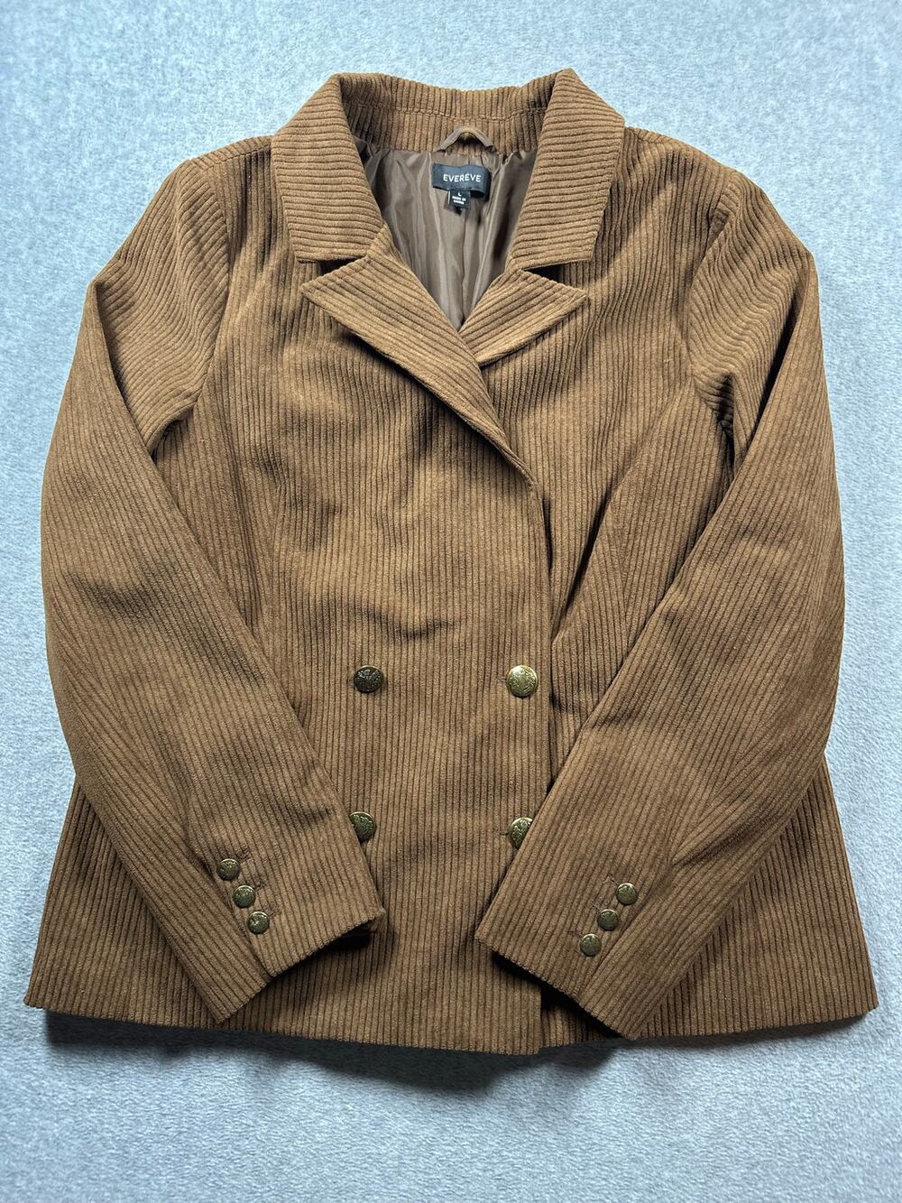 Evereve Ronnie Blazer Jacket Women's Large Brown Double Breasted Notch Lapel